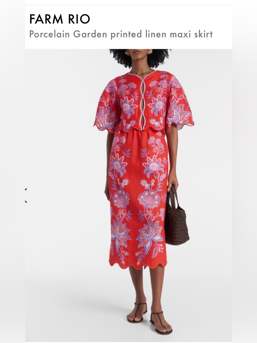 Farm Rio- Porcelain Garden Printed Skirt